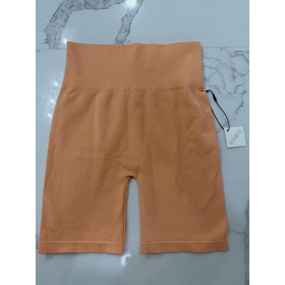 ReVamped Shapewear Womens M/L Orange High Waist Ribbed Slimming Control Shorts